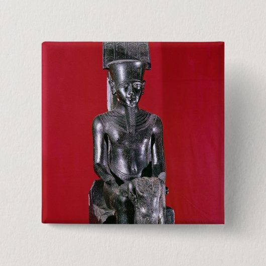 神のアモンの保護のつけられていた彫像 缶バッジ (正面)