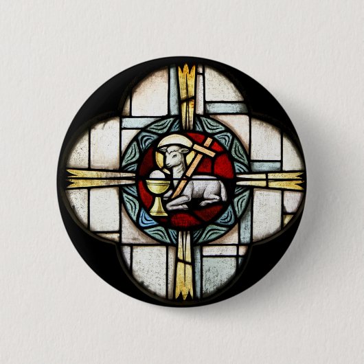 神のイエス・キリストの子ヒツジ 缶バッジ (正面)