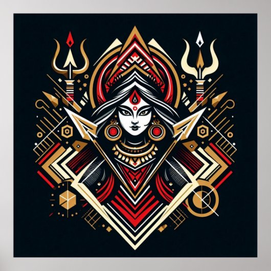 神のエネルギー – 抽象芸術ドゥルガ | フラウラ ポスター (正面)