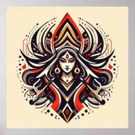 神のエネルギー – 抽象芸術ドゥルガ | フラウラ ポスター