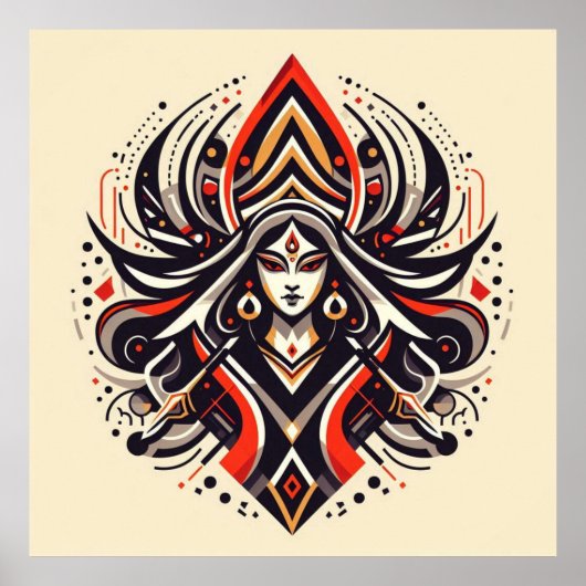 神のエネルギー – 抽象芸術ドゥルガ | フラウラ ポスター (正面)