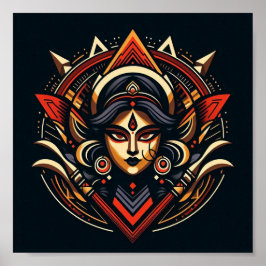 神のエネルギー – 抽象芸術ドゥルガ ポスター