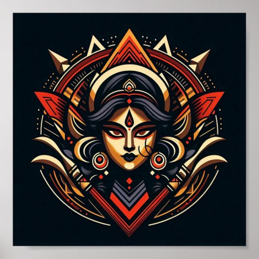 神のエネルギー – 抽象芸術ドゥルガ ポスター (正面)