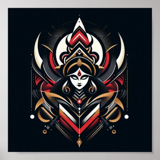 神のエネルギー – 抽象芸術ドゥルガ ポスター (正面)