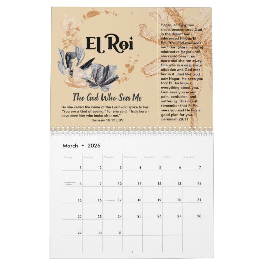 神のカレンダーのクリスチャンの名前 カレンダー (3月 2026)