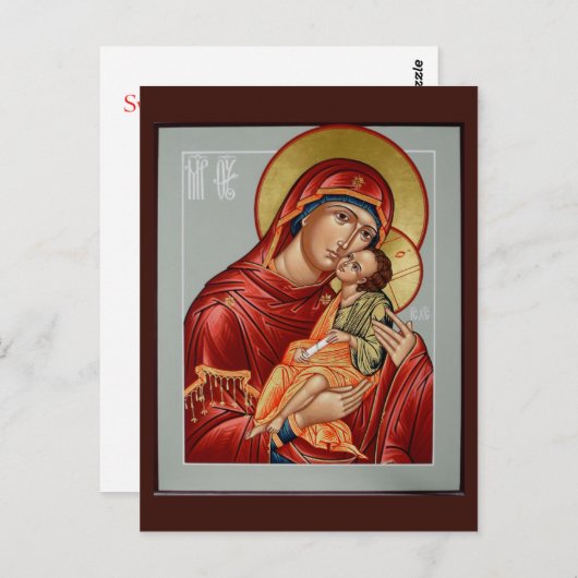 神のキスをする母祈りの言葉カード ポストカード (正面/裏面)