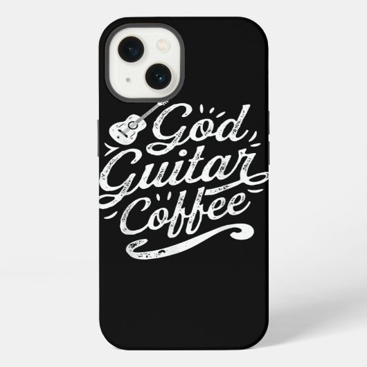 神のギター コーヒー 音楽好き おもしろ キリスト教 iPhoneケース (裏面)