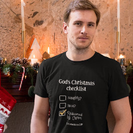 神のクリスマスのチェックリストキリスト教の男性 Tシャツ