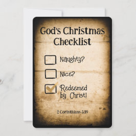 神のクリスマスのチェックリストパーソナライズされたCHRISTIAN シーズンカード