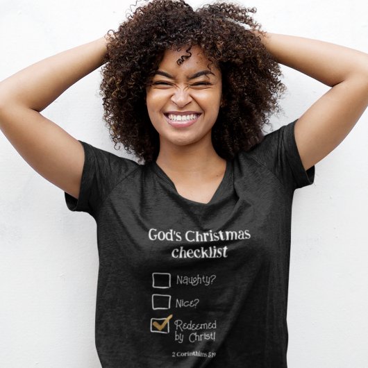 神のクリスマスのチェックリストChristian Women's Tシャツ