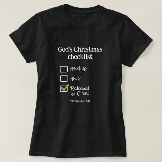 神のクリスマスのチェックリストChristian Women's Tシャツ (デザイン正面)