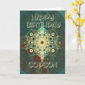 神のグランジフラクタル誕生日カード カード (黄色い花)