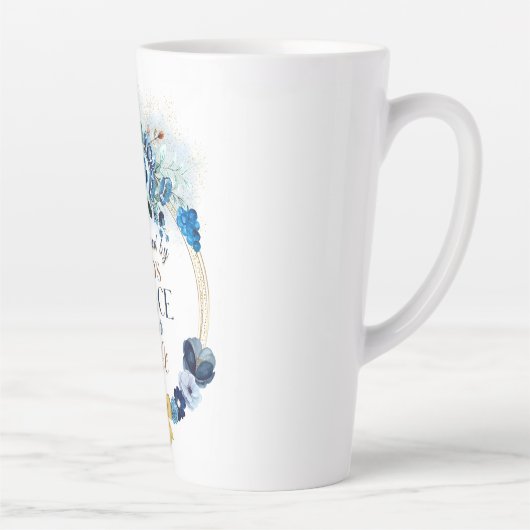 神のグレイスブルーの金ゴールドフローラエレガントによって装備 カフェラテマグ (右)