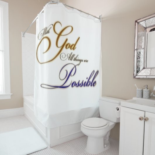 神のシャワーカーテンを持って シャワーカーテン (インサイチュ)