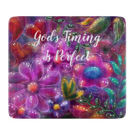 神のタイミングは完璧なフローラ抽象芸術ピンク赤 カッティングボード