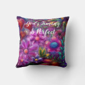 神のタイミングは完璧なフローラ抽象芸術ピンク赤 クッション (裏面)
