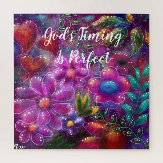 神のタイミングは完璧なフローラ抽象芸術ピンク赤 ジグソーパズル (縦)