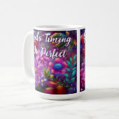 神のタイミングは完璧なフローラ パーソナライズされた コーヒーマグカップ (正面左)