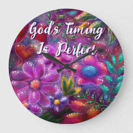 神のタイミングは完璧なフローラ パーソナライズされた ラージ壁時計
