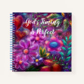 神のタイミングは完璧な抽象芸術フローラピンクティール（緑がかった色） ノートブック (正面)