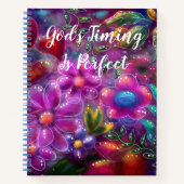 神のタイミングは完璧な抽象芸術フローラピンクティール（緑がかった色） ノートブック (正面)