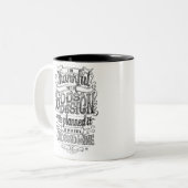 神のデザイン手の教養がある黒板のギフト ツートーンマグカップ (正面左)