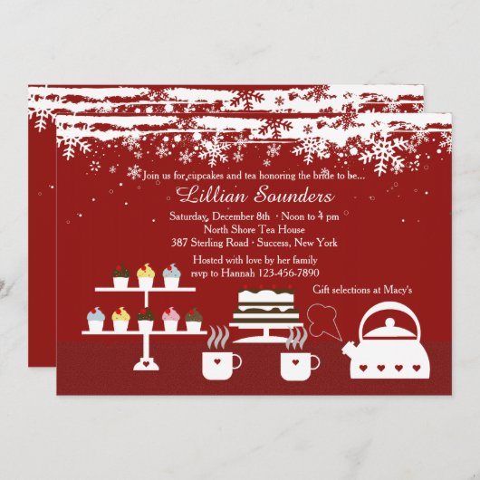 神のデザートの冬テーマの招待状 招待状 (正面/裏面)