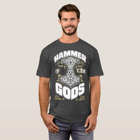 神のトールのバイキングのOdinのNorseのティーのハンマー Tシャツ (正面フル)