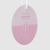 神のバプテスマのピンクの子パーソナライズされた オーナメント (正面)