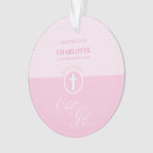 神のバプテスマのピンクの子パーソナライズされた オーナメント (正面)