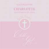 神のバプテスマのピンクの子パーソナライズされた シール (正面)