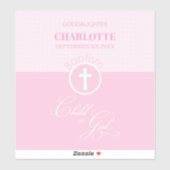 神のバプテスマのピンクの子パーソナライズされた シール (シート)