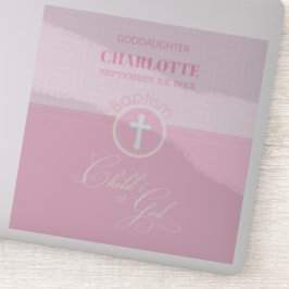 神のバプテスマのピンクの子パーソナライズされた シール