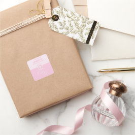 神のバプテスマのピンクの子パーソナライズされた スクエアシール