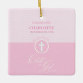 神のバプテスマのピンクの子パーソナライズされた セラミックオーナメント (正面)