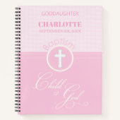 神のバプテスマのピンクの子パーソナライズされた ノートブック (正面)