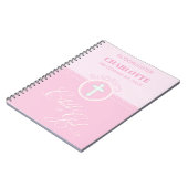 神のバプテスマのピンクの子パーソナライズされた ノートブック (左側)