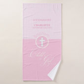 神のバプテスマのピンクの子パーソナライズされた バスタオル (バスタオル)