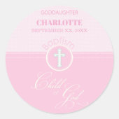 神のバプテスマのピンクの子パーソナライズされた ラウンドシール (正面)