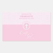 神のバプテスマのピンクの子パーソナライズされた 長方形シール (正面)