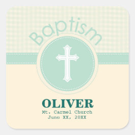 神のバプテスマの子男女兼用緑 スクエアシール