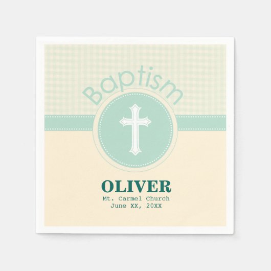 神のバプテスマの子男女兼用緑 スタンダードカクテルナプキン (正面)