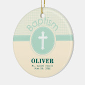 神のバプテスマの子男女兼用緑 セラミックオーナメント (左)