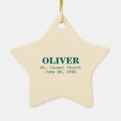 神のバプテスマの子男女兼用緑 セラミックオーナメント (裏面)