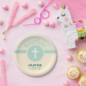 神のバプテスマの子男女兼用緑 ペーパープレート (パーティー)