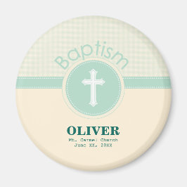 神のバプテスマの子男女兼用緑 マグネット