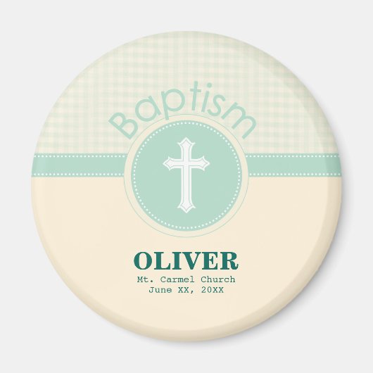 神のバプテスマの子男女兼用緑 マグネット (正面)