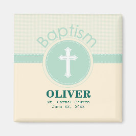 神のバプテスマの子男女兼用緑 マグネット