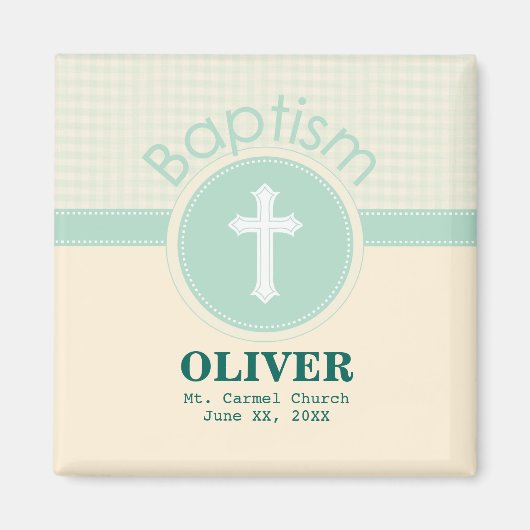 神のバプテスマの子男女兼用緑 マグネット (正面)