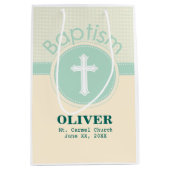 神のバプテスマの子男女兼用緑 ミディアムペーパーバッグ (正面)